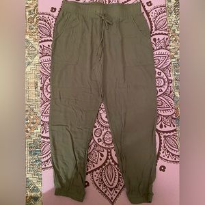 Olive Green Drawstring Jogger Pants